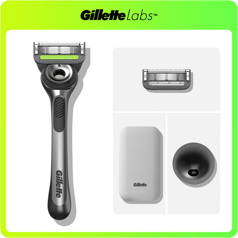 Gillette Labs Razor with Exfoliating Bar, Travel Case and 1 Razor Blades Refill Image 1